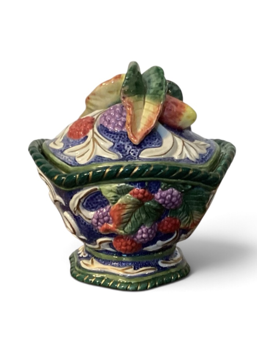 Fitz & Floyd Florentine Vintage-Style Fruit Motif Covered Candy Jar